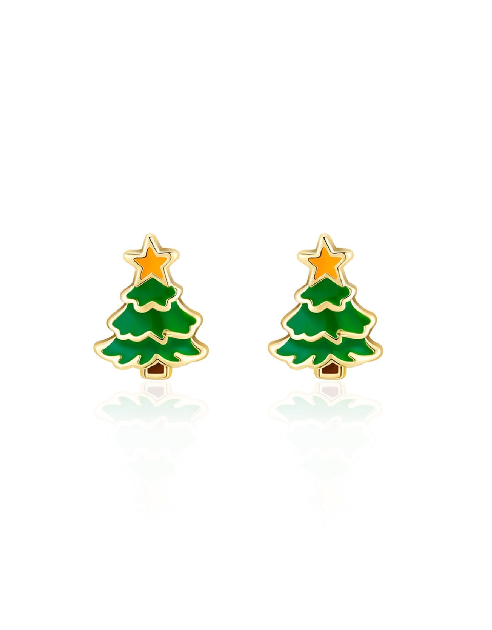Boucles d'oreilles en émail - Sapin de Noël - Girl Nation