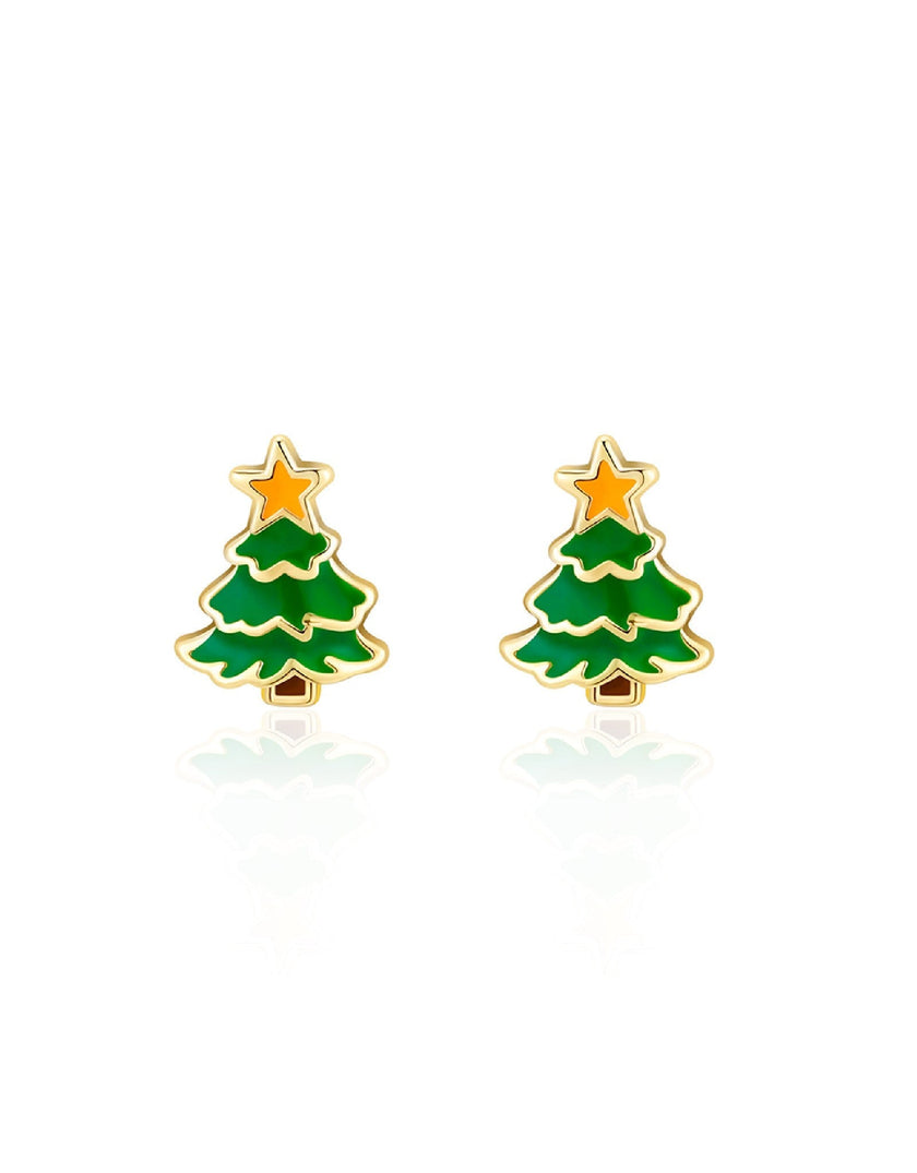 Boucles d'oreilles en émail - Sapin de Noël - Girl Nation