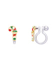 Boucles d'oreilles à clip en émail - Canne de Noël - Girl Nation