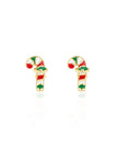 Boucles d'oreilles en émail - Canne de Noël - Girl Nation