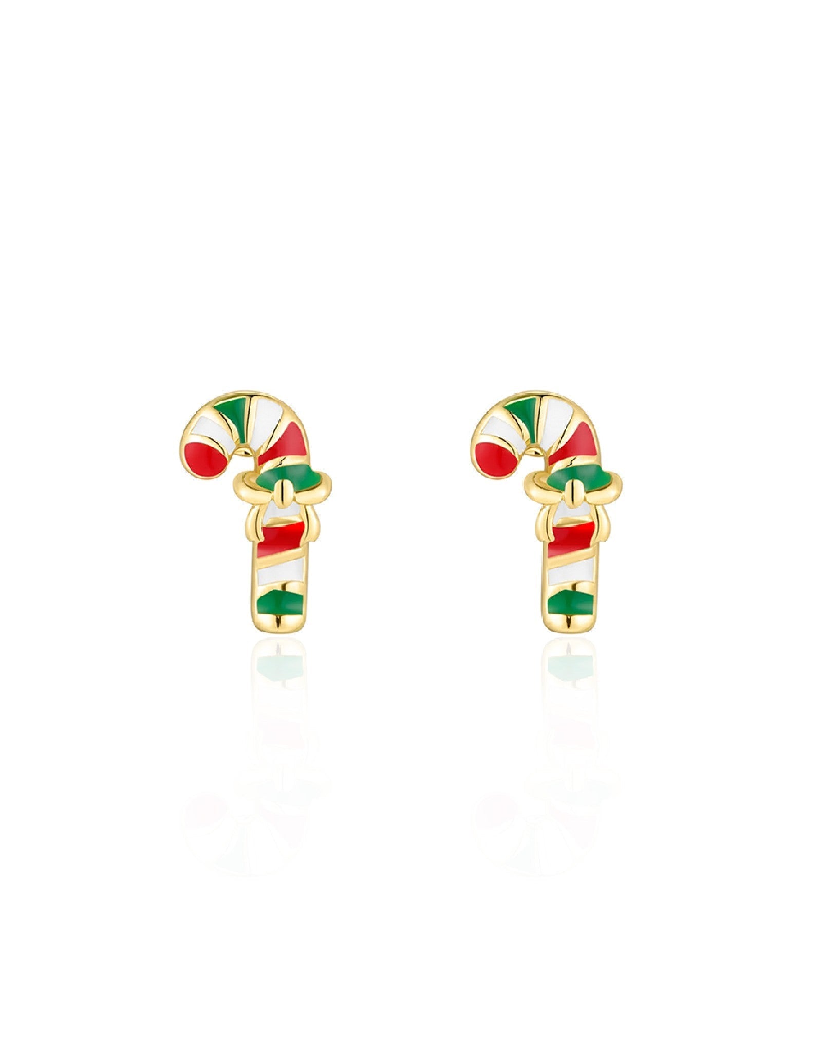 Boucles d'oreilles en émail - Canne de Noël - Girl Nation