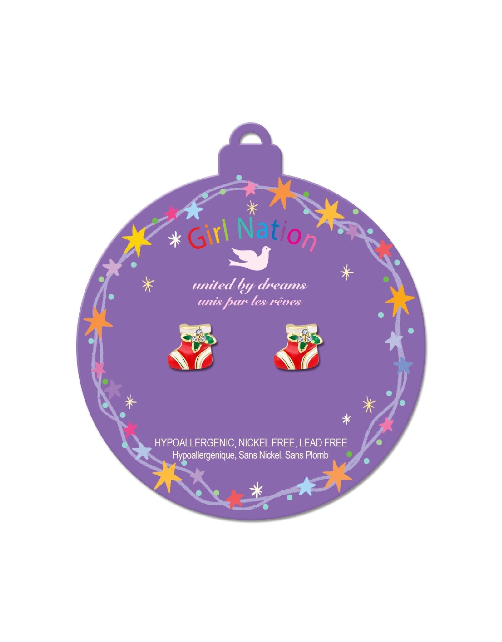 Boucles d'oreilles en émail - Bas de Noël - Girl Nation