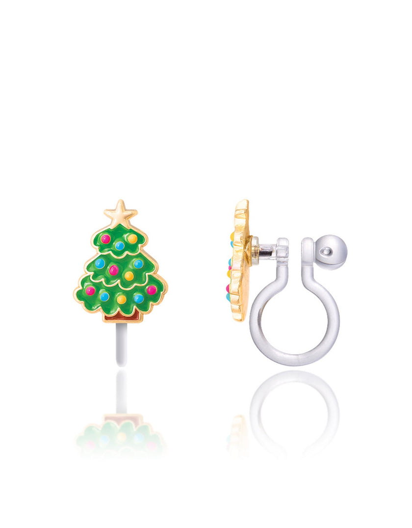 Enamel Clip-On Earrings - Happy Christmas tree - Girl Nation
