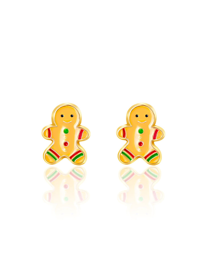 Enamel Stud Earrings - Gingerbread Man - Girl Nation