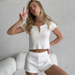 Jacquard Pajamas Short-sleeved Two-piece Set For Women