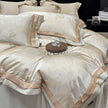 Royal Retreat Floral Jacquard Patchwork 800 TC Duvet Set - Cream