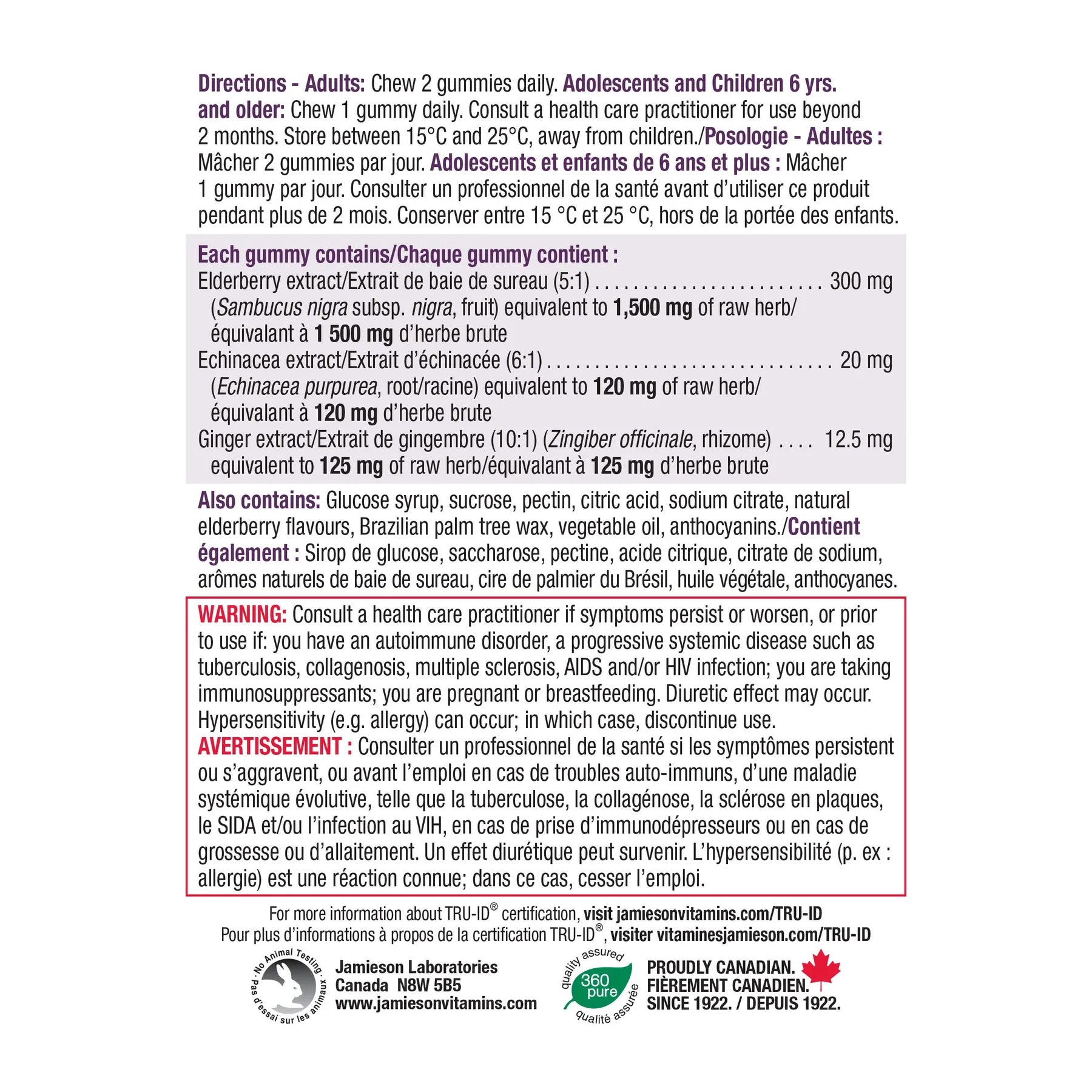 Jamieson Black Elderberry with Echinacea Gummy 60 Count