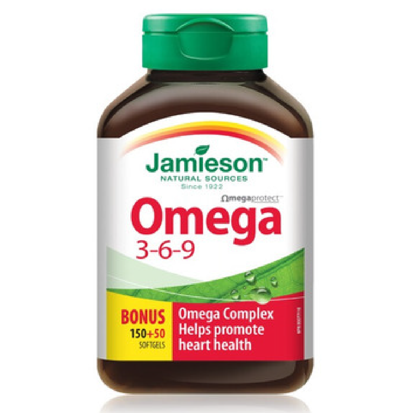 Jamieson Omega 3-6-9 1200mg, 150 Softgels+ 50 Softgels Free