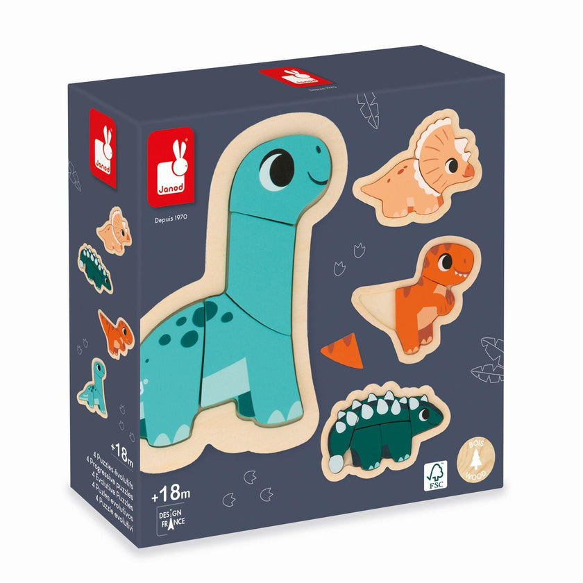 Janod - 4 Progressive Puzzles - Dino