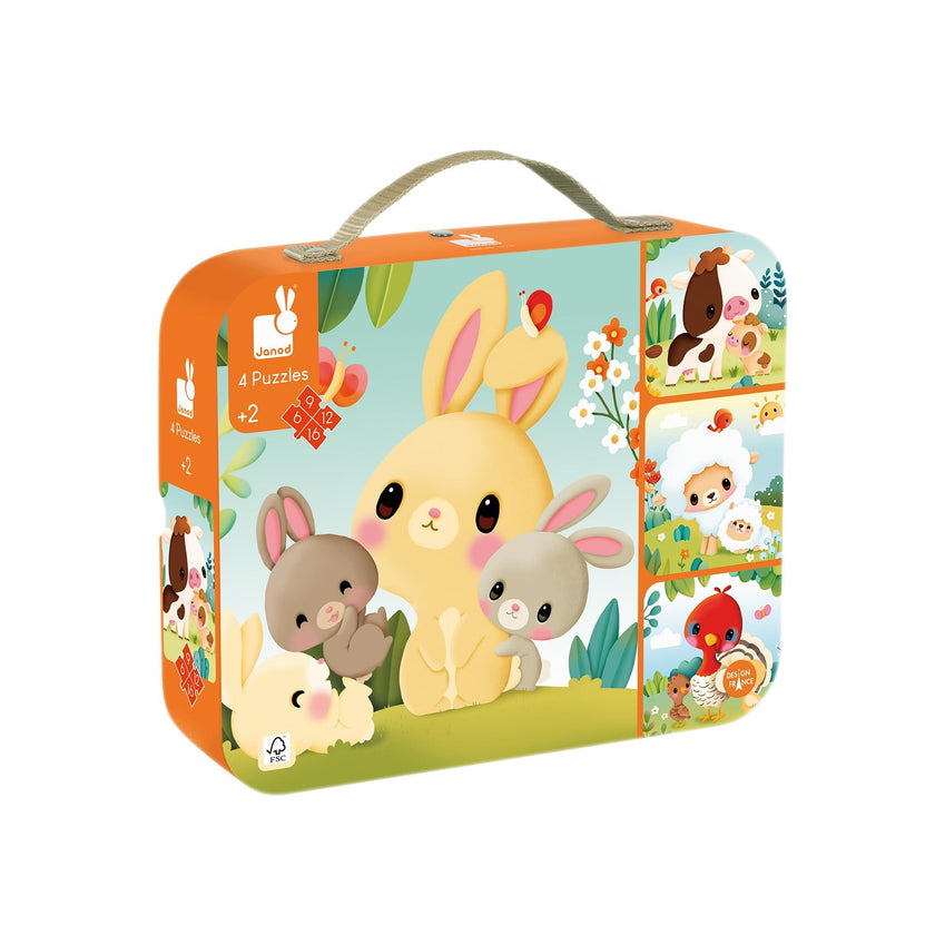 Janod - 4 in 1 Progressive Puzzles - Farm