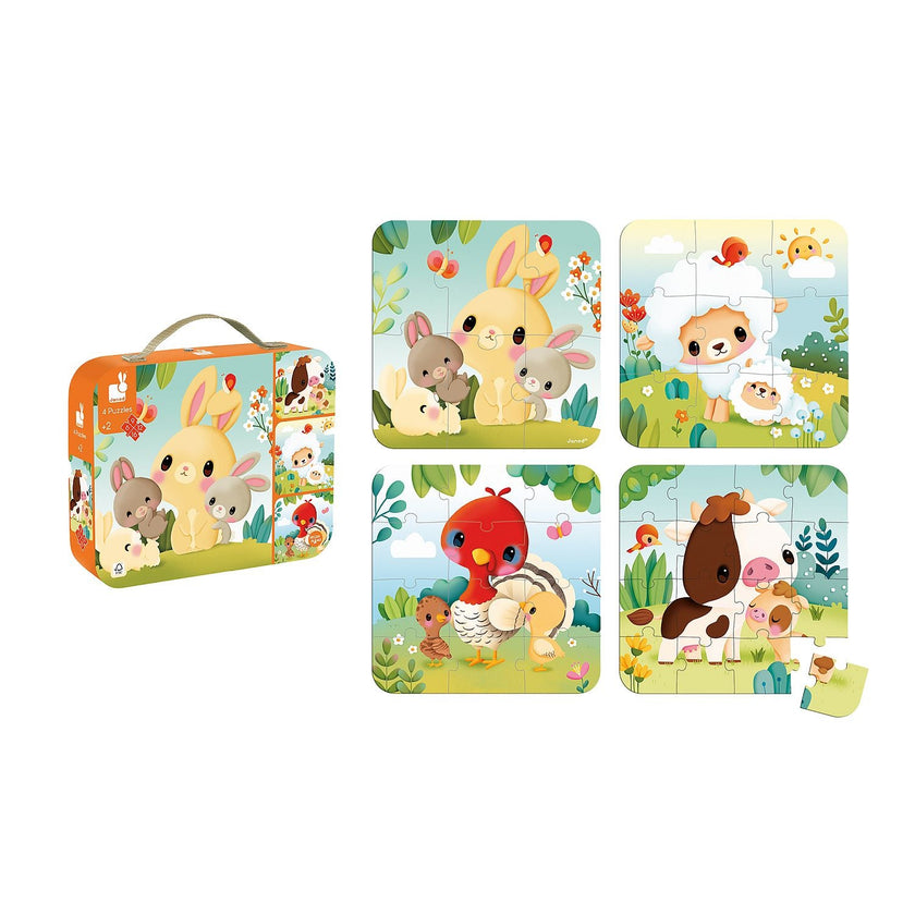 Janod - 4 in 1 Progressive Puzzles - Farm