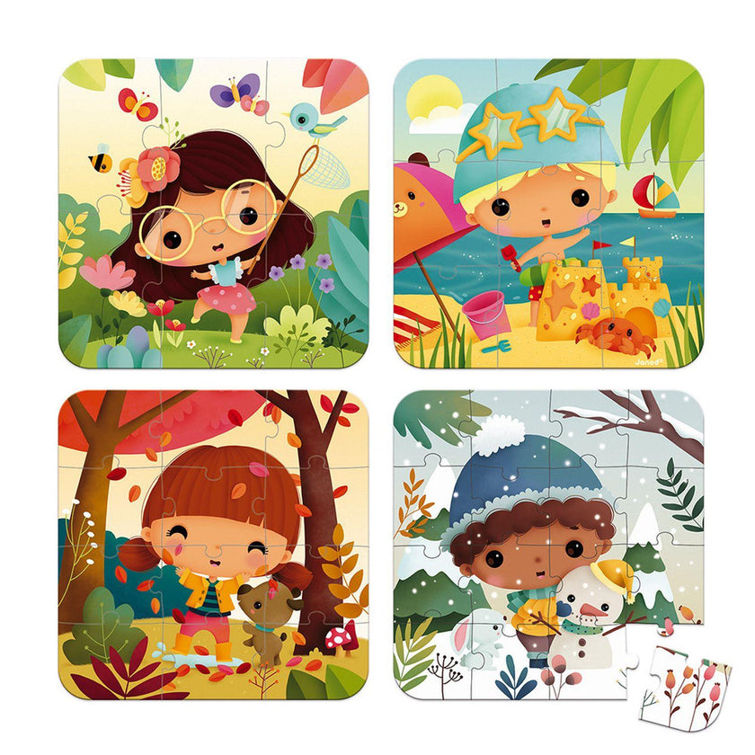 Janod - 4 in 1 Progressive Puzzles - Seasons
