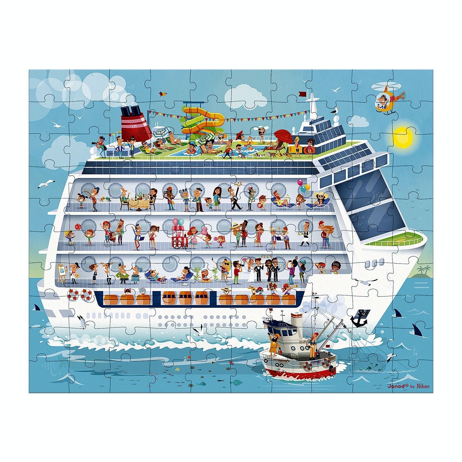 Janod - Cruise Ship - 2 Puzzles (100 & 200-Piece Puzzle)