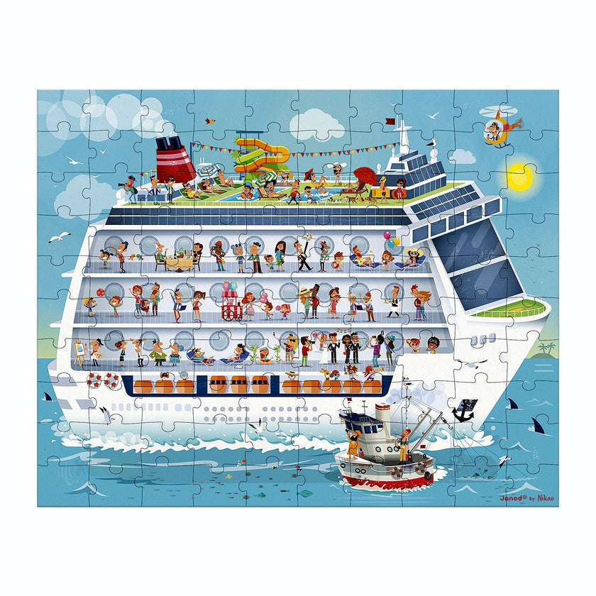 Janod - Cruise Ship - 2 Puzzles (100 & 200-Piece Puzzle)