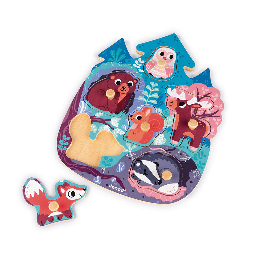 Janod - Happy Forest Puzzle 6 pieces (wood)
