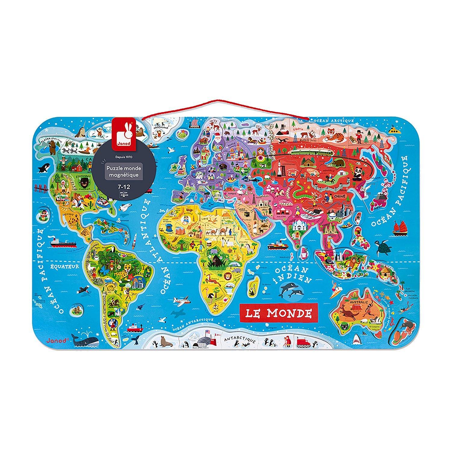 Janod - Magnetic World Puzzle Map - French