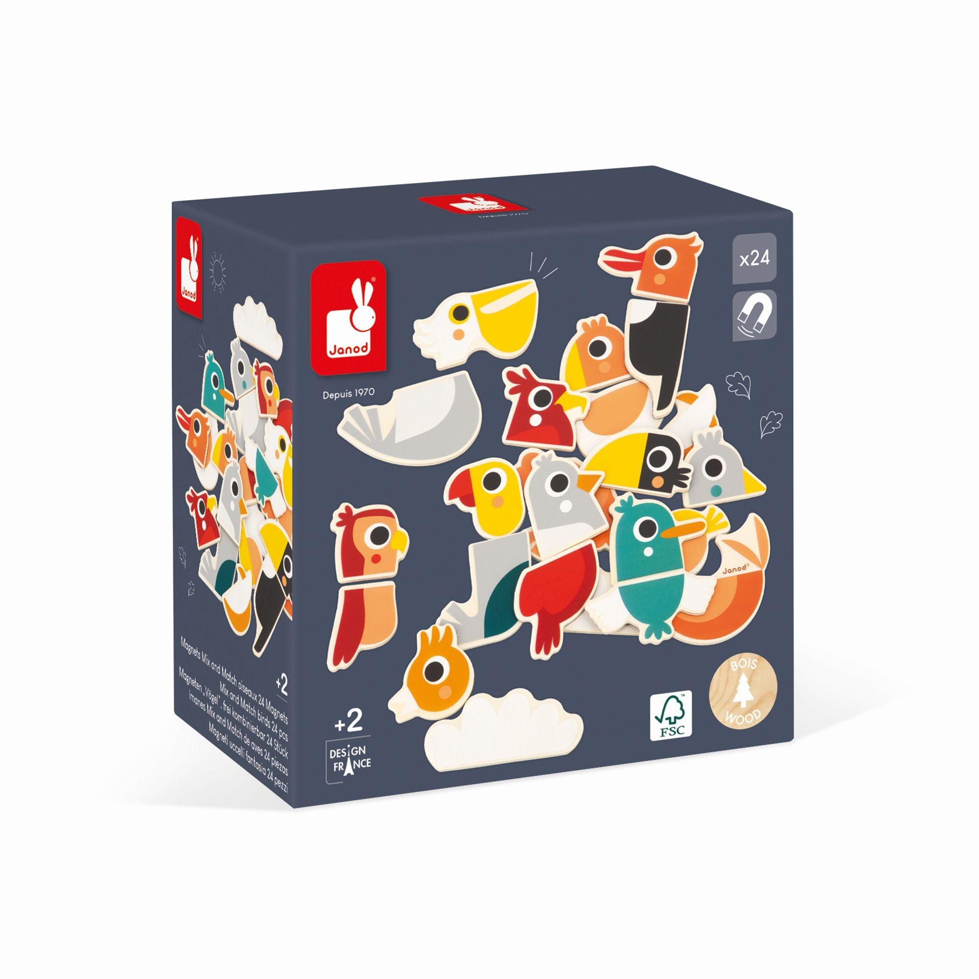 Janod - Aimants Mix And Match Oiseaux 24 Pièces 