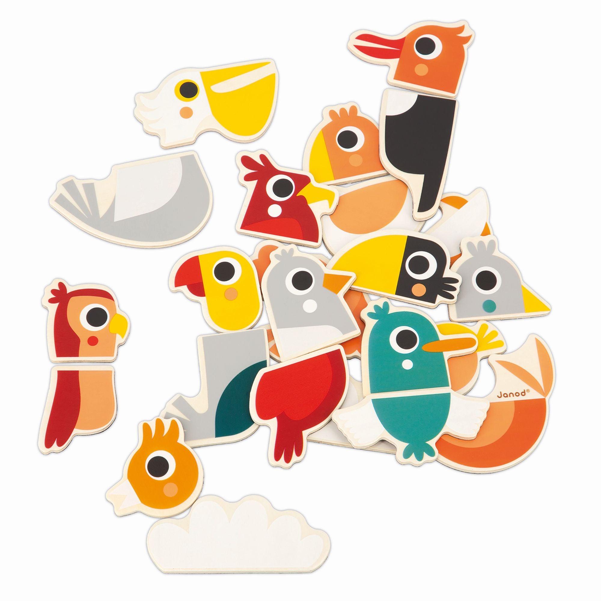 Janod - Aimants Mix And Match Oiseaux 24 Pièces 