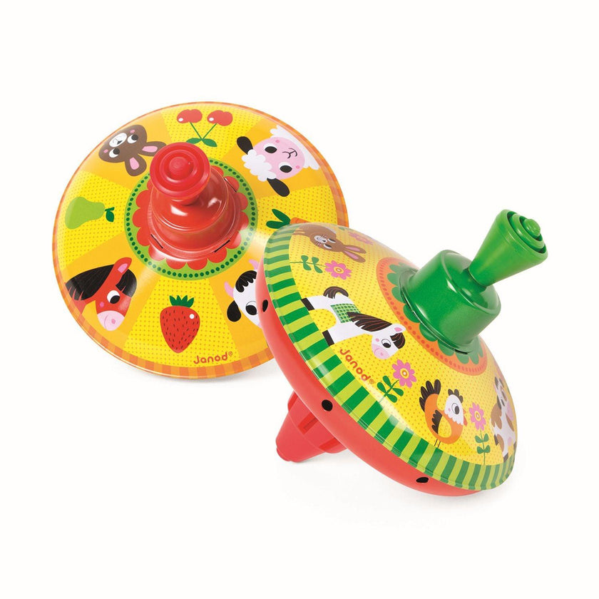 Janod - Metal Spinning Top - Farm