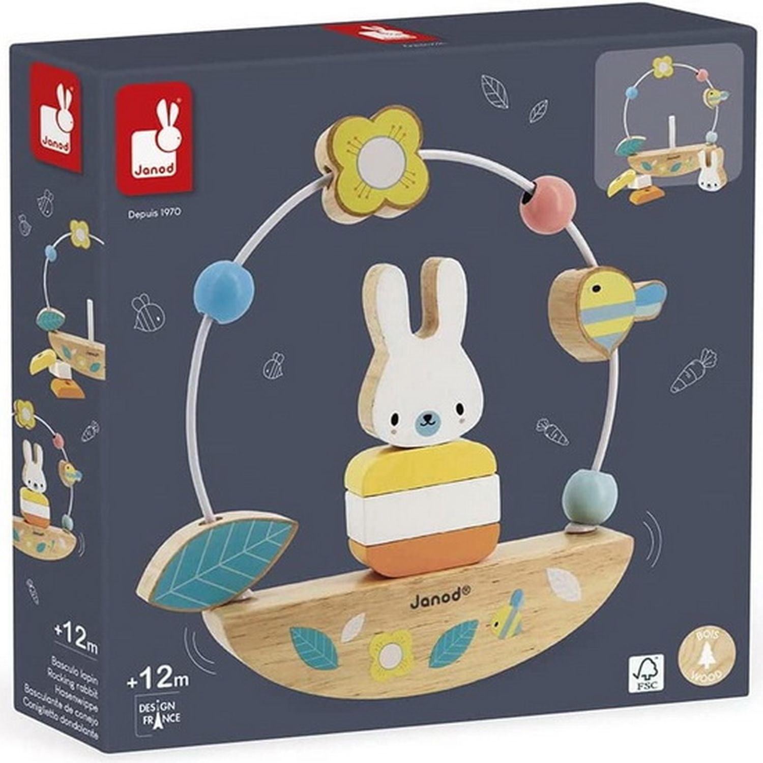 Janod - Pure Bead Maze And Rocking Rabbit