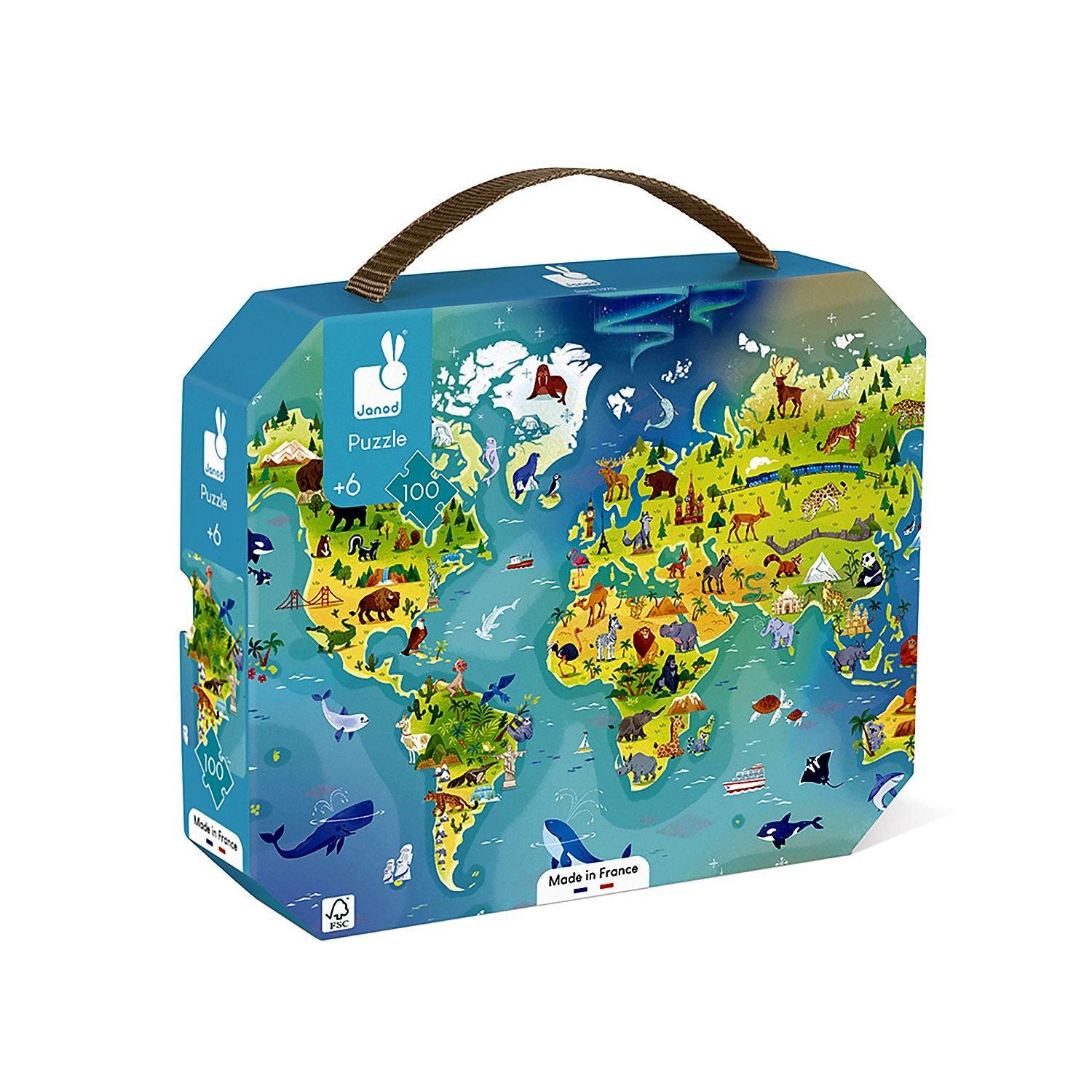 Janod - Puzzle 100 - World (100-Piece Puzzle)