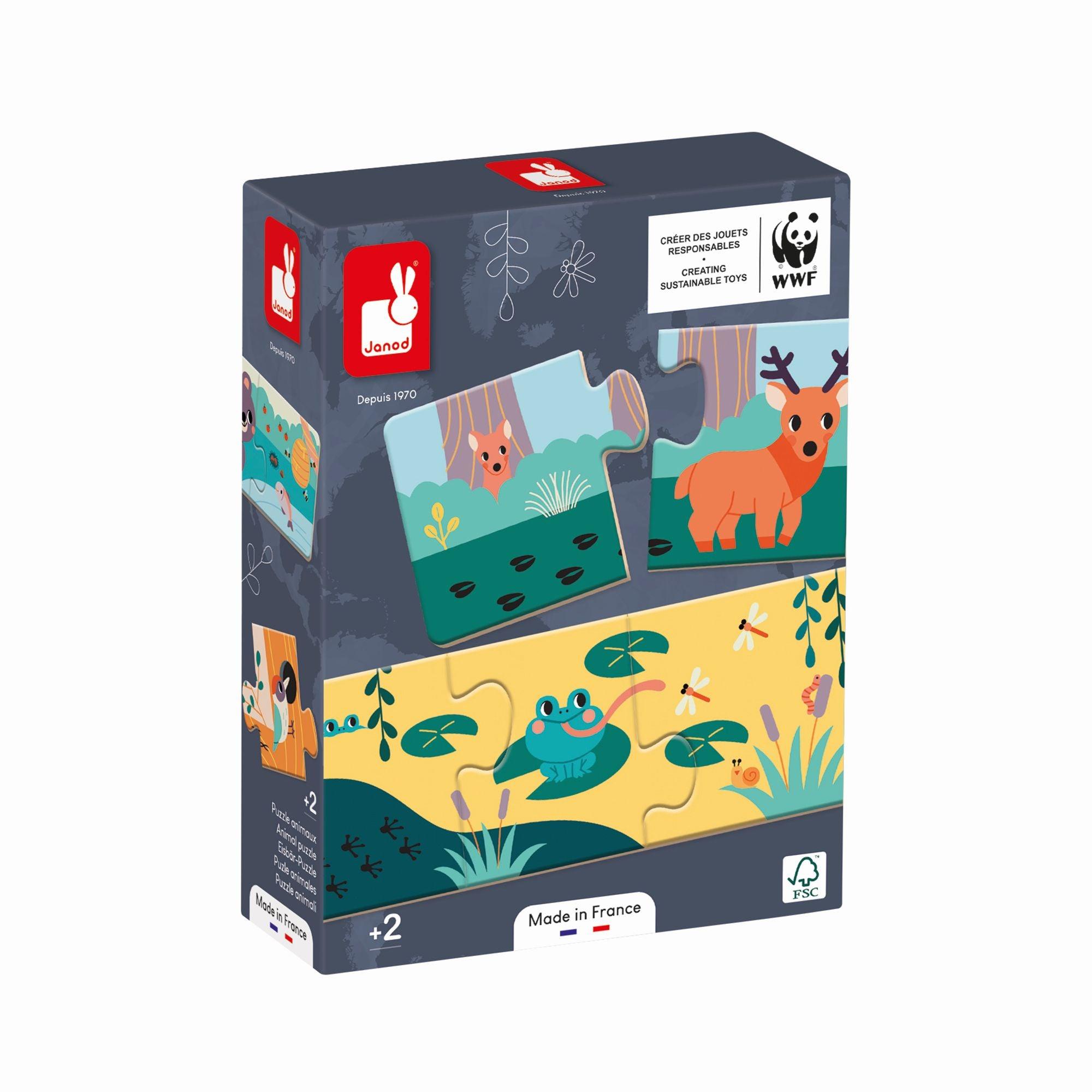 Janod - Pz3: Set 10 Puzzles of 3 Pcs - Animal Footprints