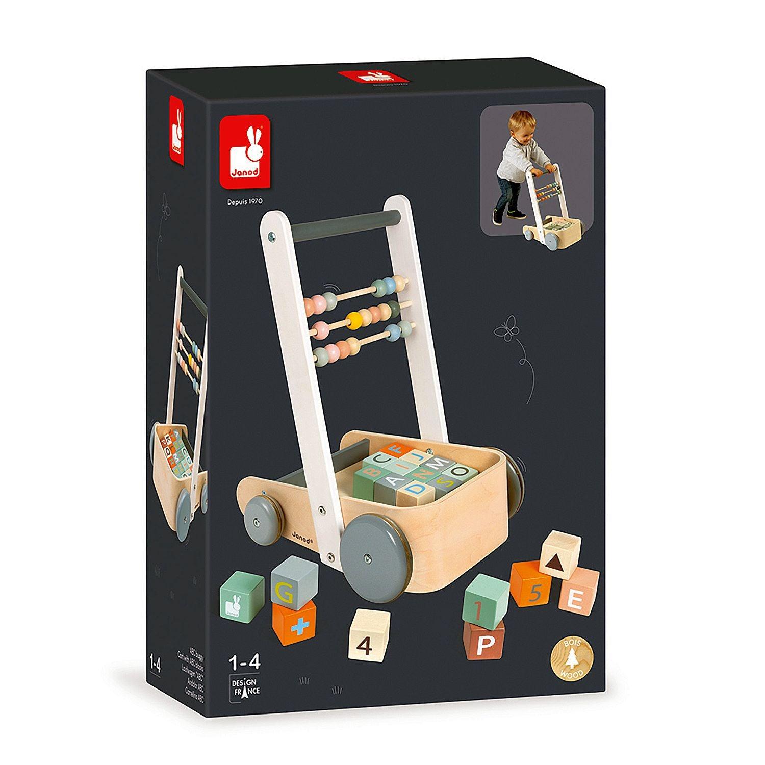Janod - Sweet Cocoon - Chariot avec blocs ABC