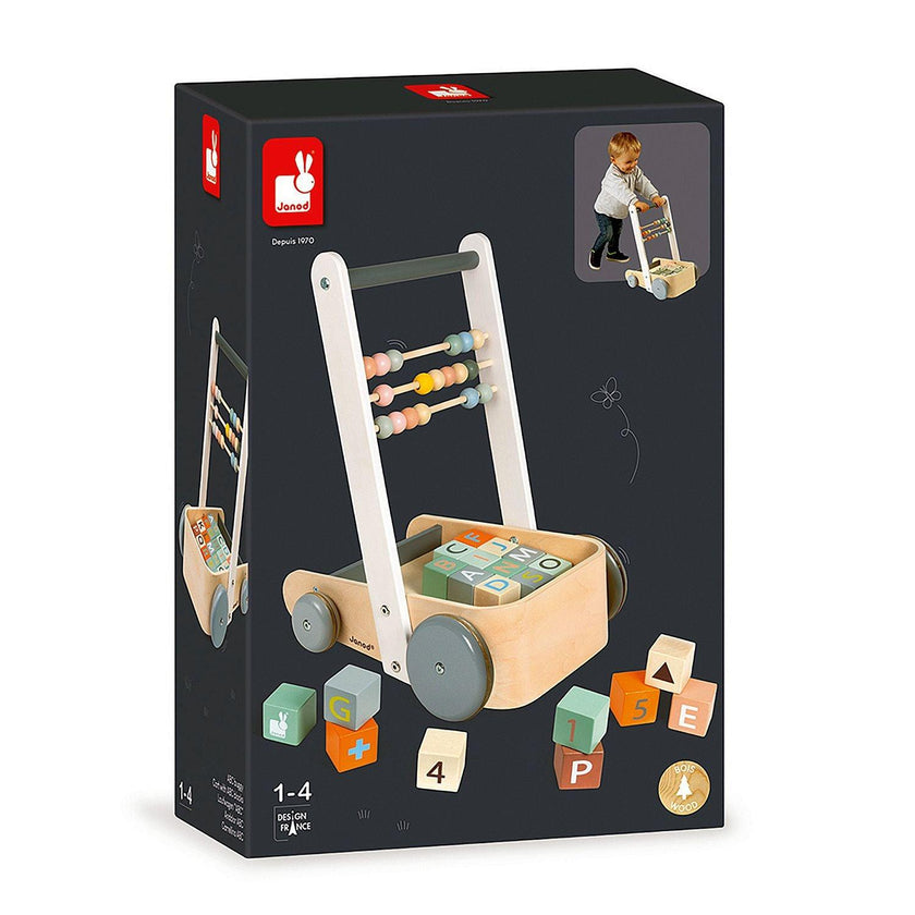 Janod - Sweet Cocoon - Chariot avec blocs ABC