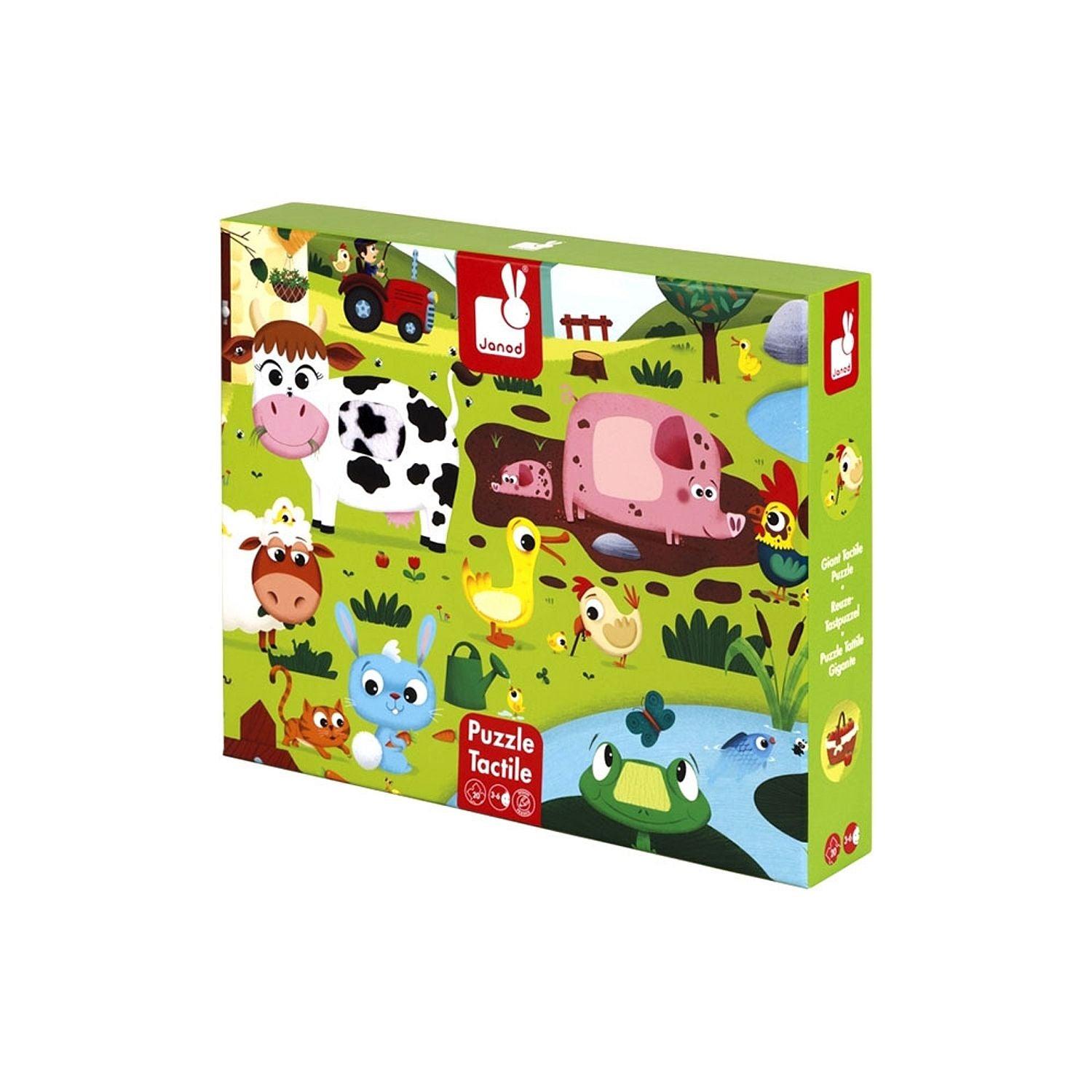 Janod - Tactile - Farm Animals (20-Piece Puzzle)