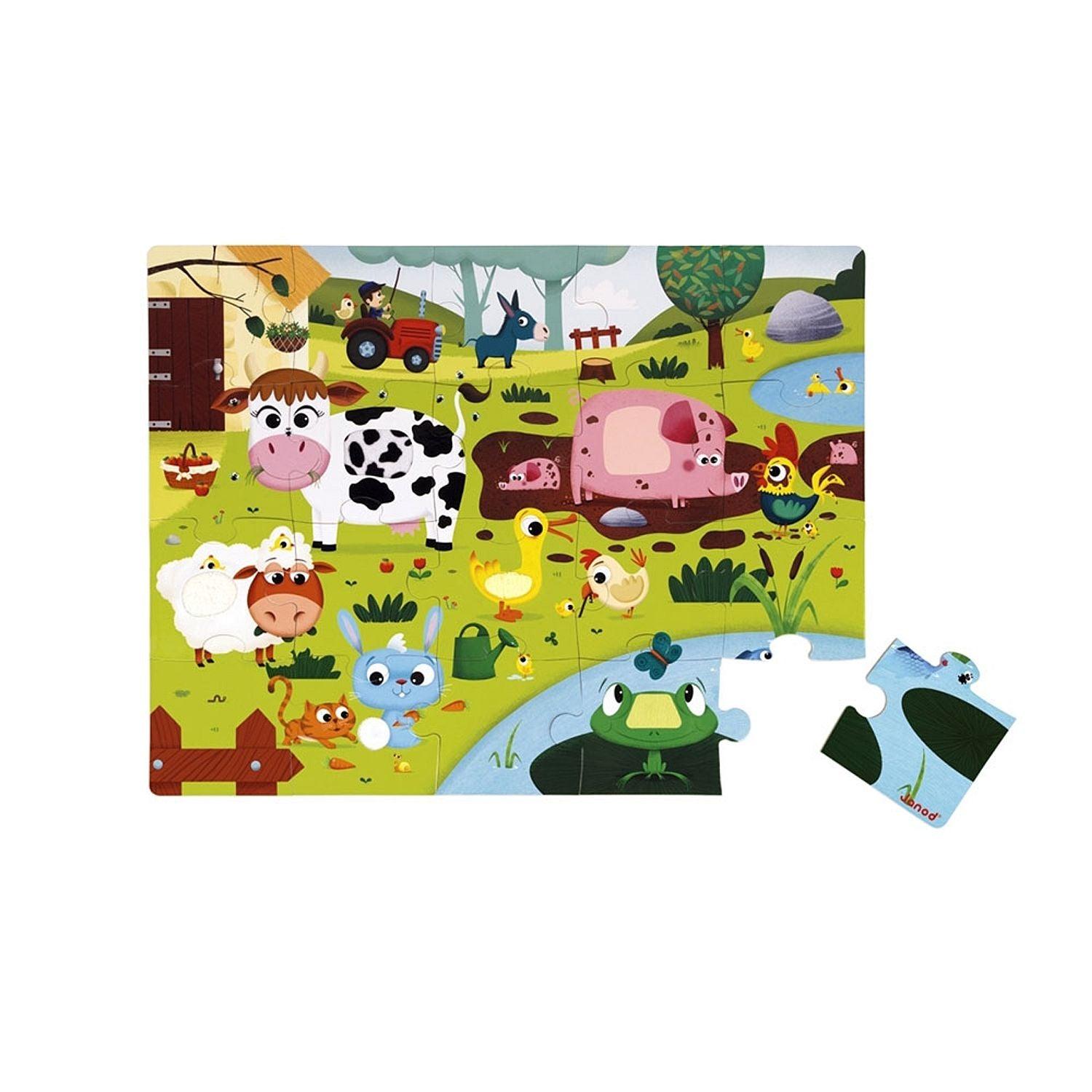 Janod - Tactile - Farm Animals (20-Piece Puzzle)