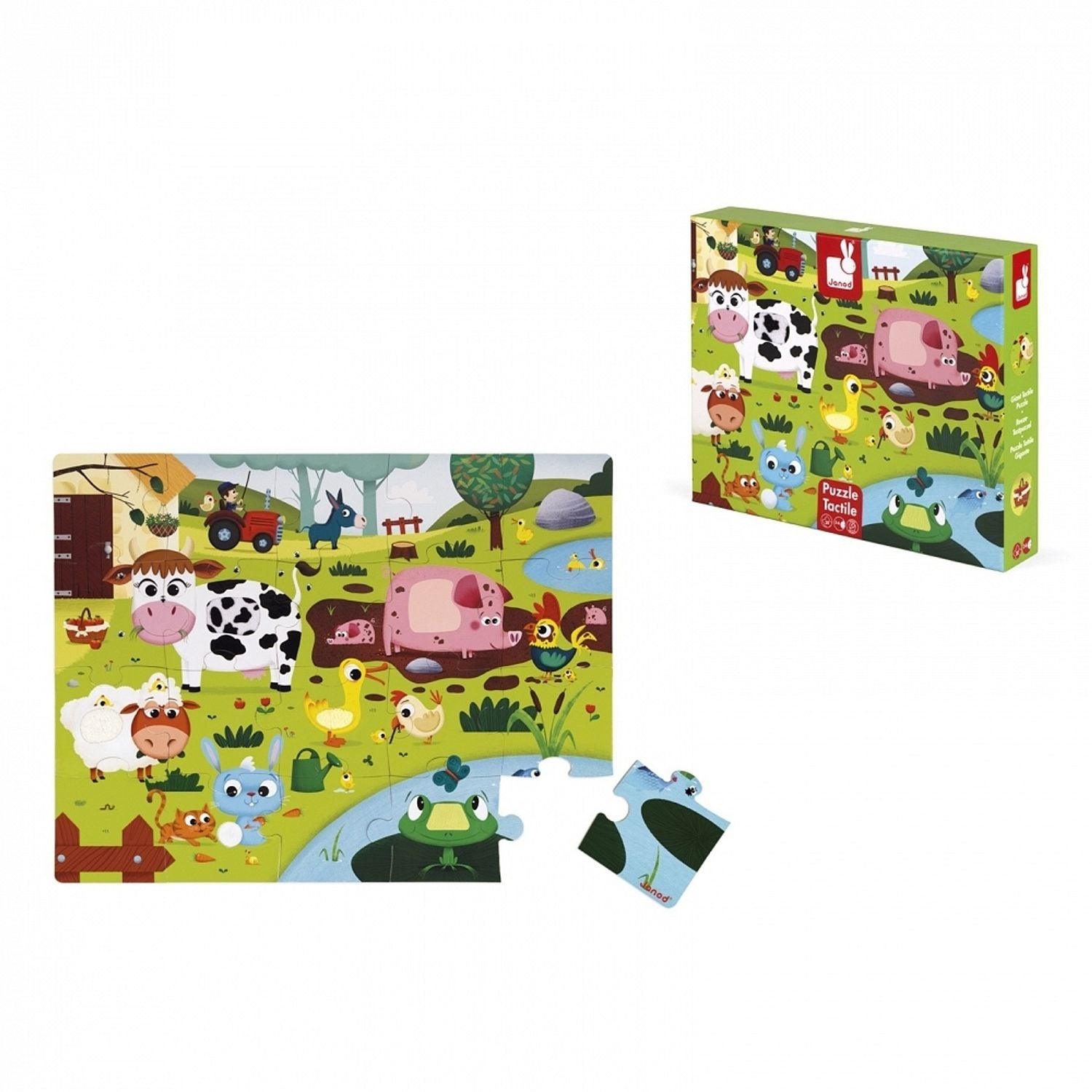 Janod - Tactile - Farm Animals (20-Piece Puzzle)
