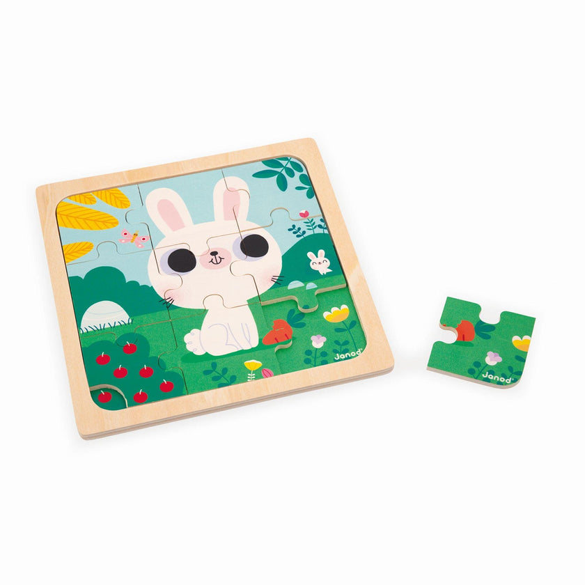 Janod - White Rabbit (9-Piece Puzzle)