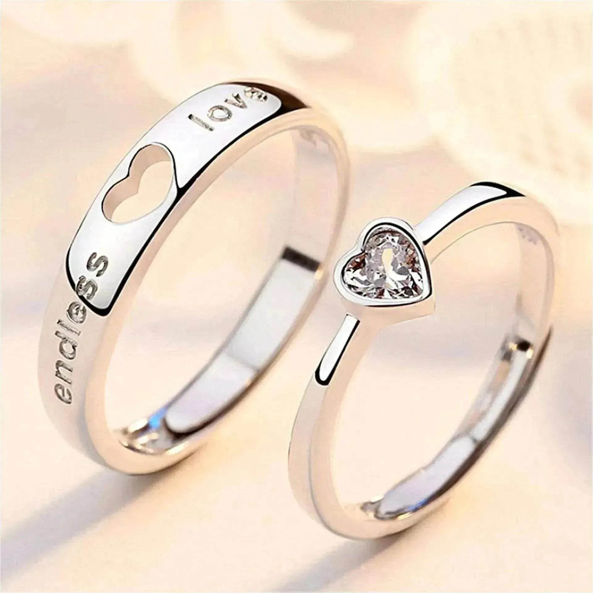 Japanese & Korean Style Unisex Heart To Heart Love Ring