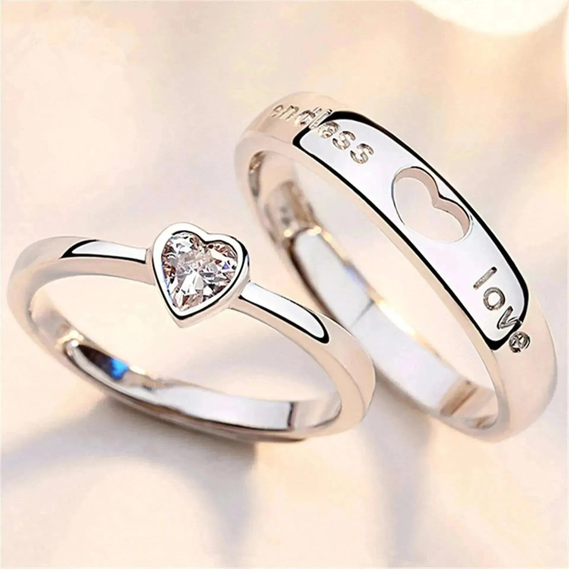 Japanese & Korean Style Unisex Heart To Heart Love Ring