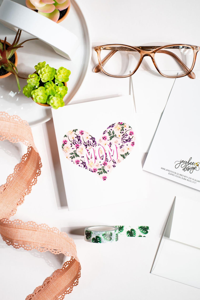 Mom (Floral Heart) - Greeting Card