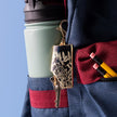 Alberta Black & Gold Enamel Mountain Keychain
