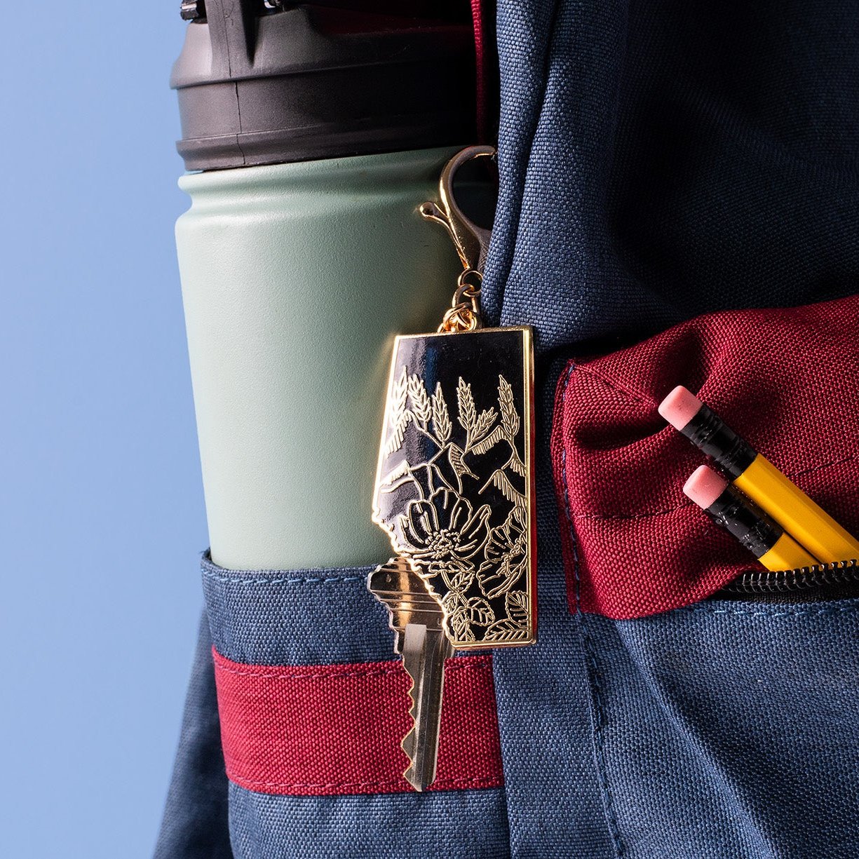 Alberta Black & Gold Enamel Mountain Keychain