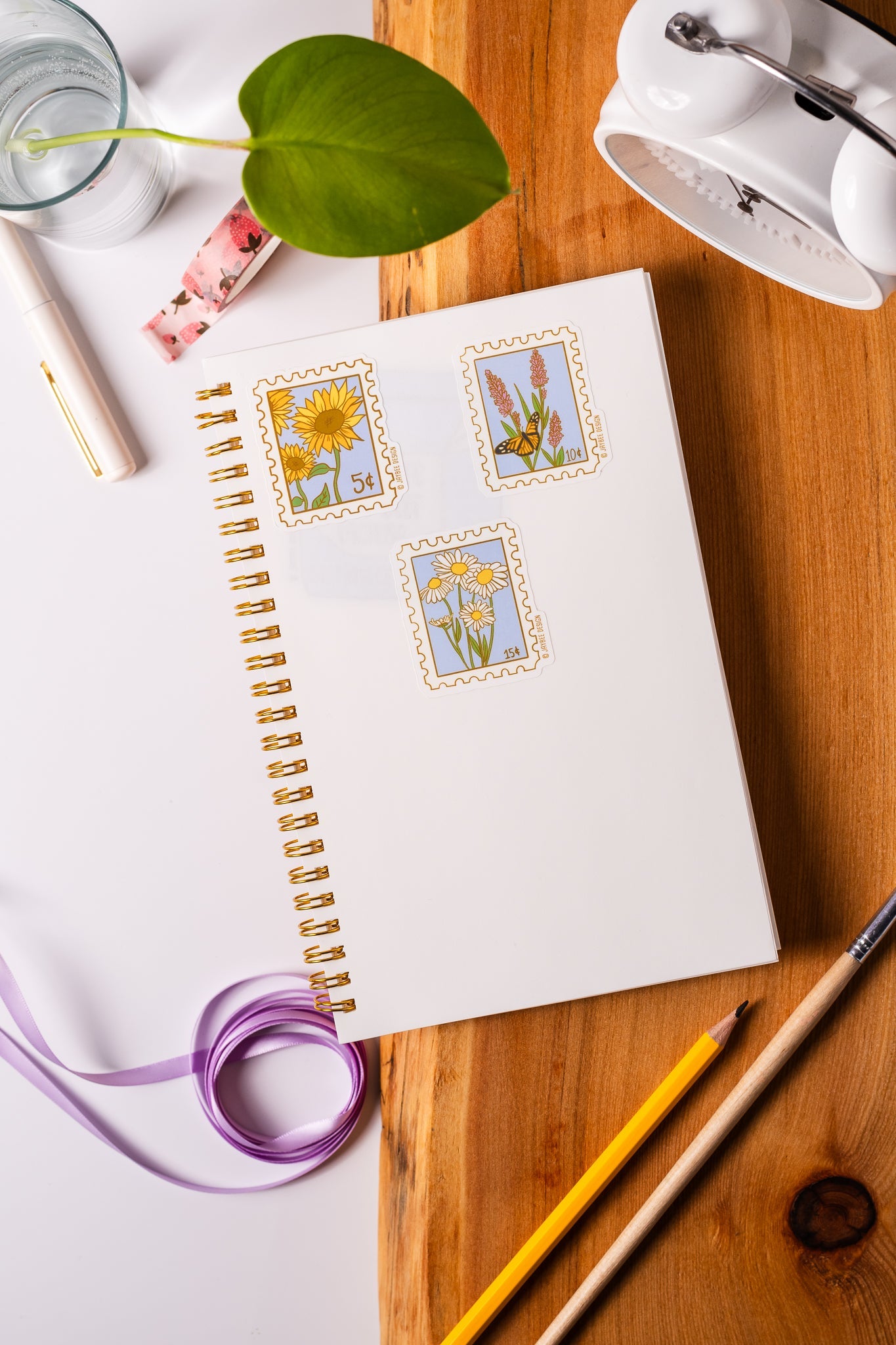 Daisy Postage Stamp Matte Vinyl Sticker