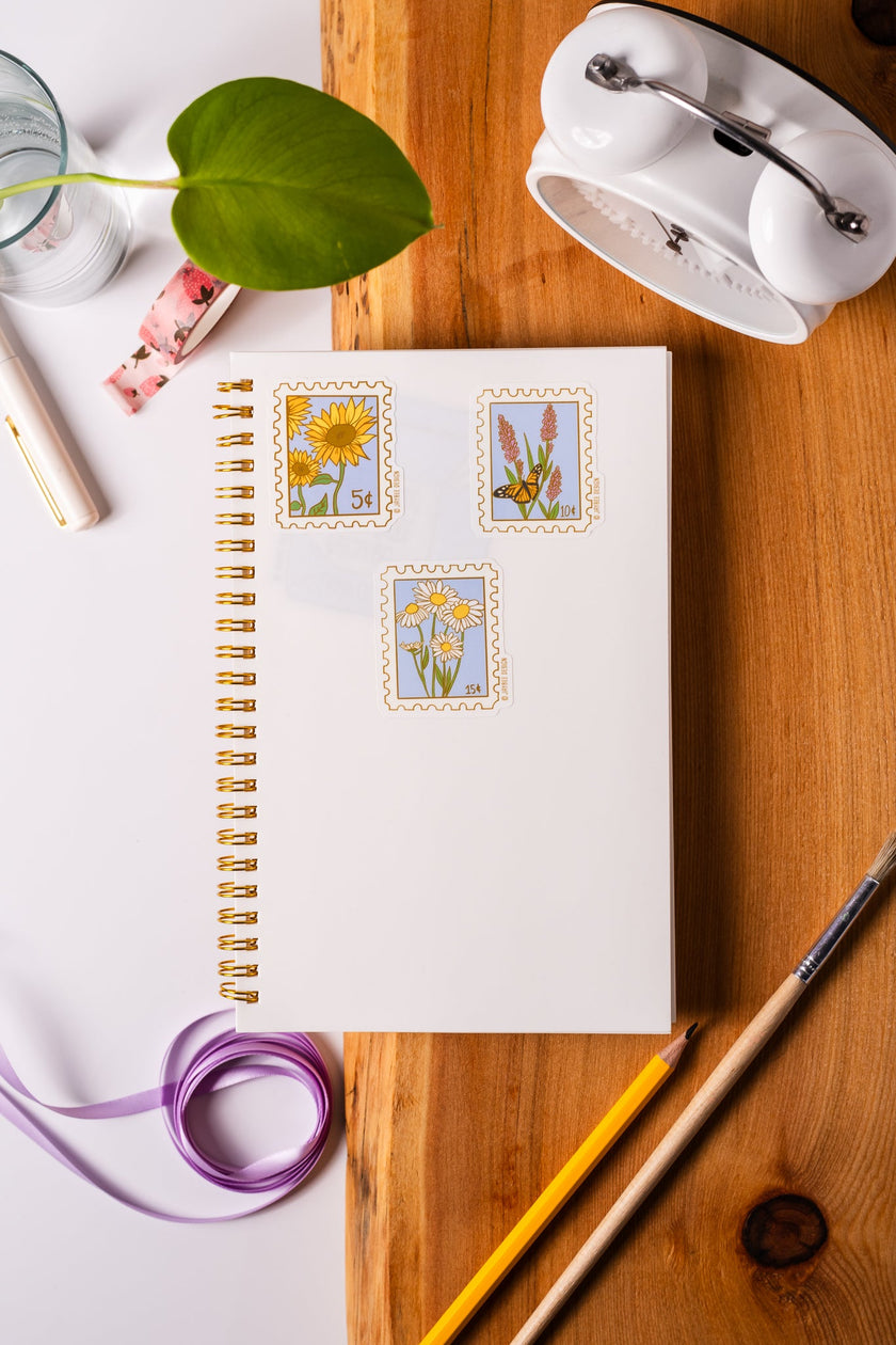 Daisy Postage Stamp Matte Vinyl Sticker