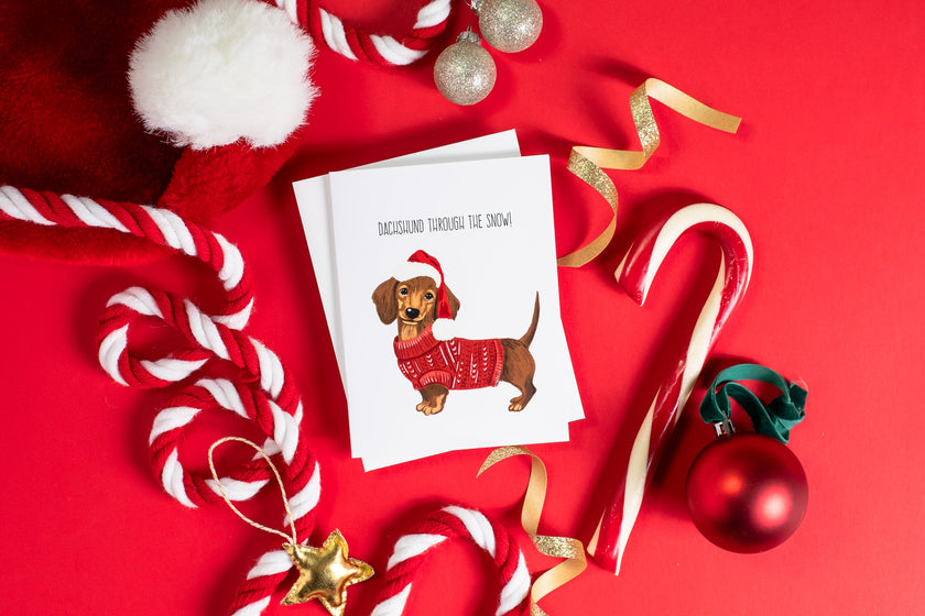 Dachshund Through The Snow - Greeting Card