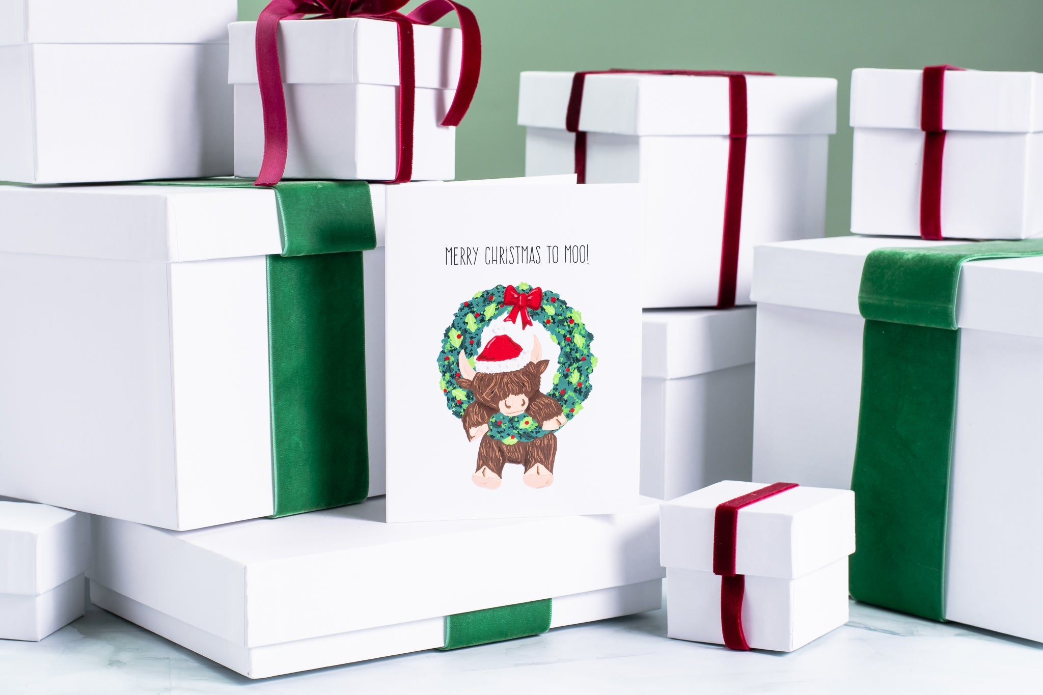 Merry Christmas To Moo - Greeting Card