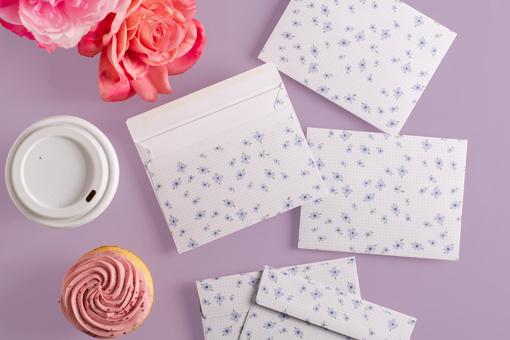 Purple Grid Pattern Envelope - 5 Pack