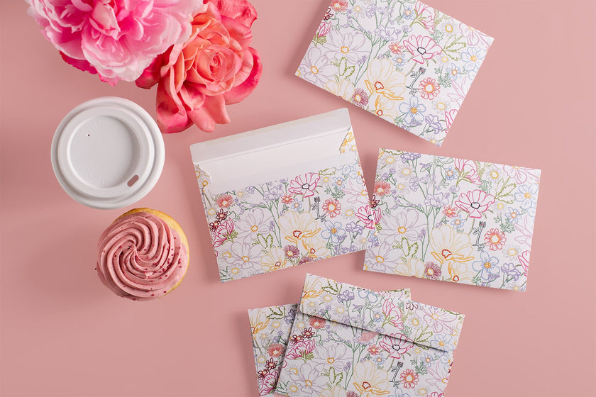 Rainbow Floral Pattern Envelope - 5 Pack