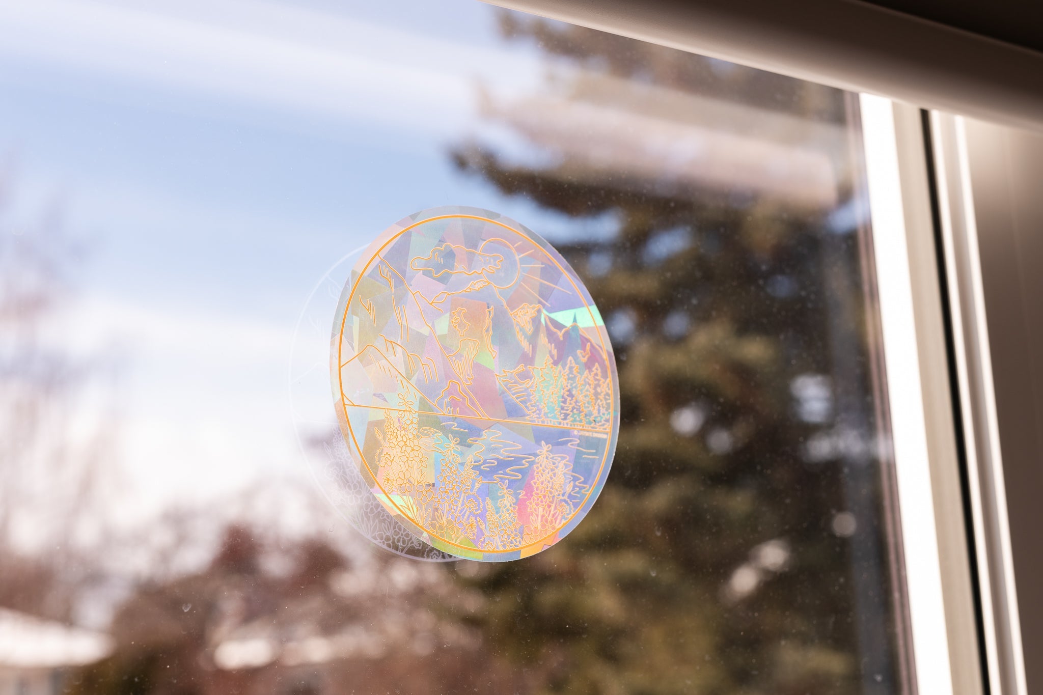 Mountain Flower Circle Sun Catcher