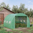 Outsunny 10' x 10' x 6.5' Walk-in Tunnel Greenhouse with High-Quality Transparent PE Cover, Zipper Doors, & Windows