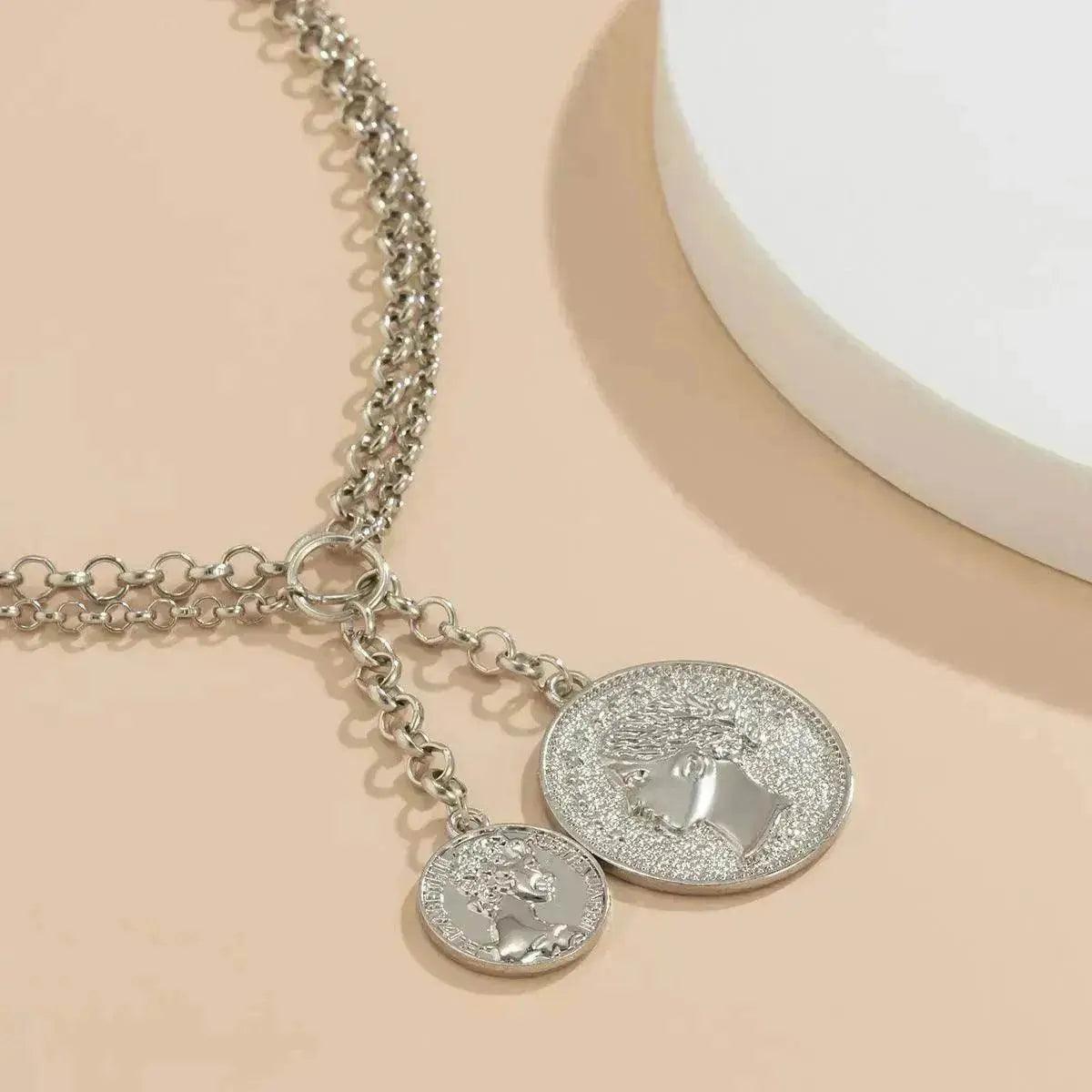 Jewelry Portrait Embossed Tassel Necklace Female