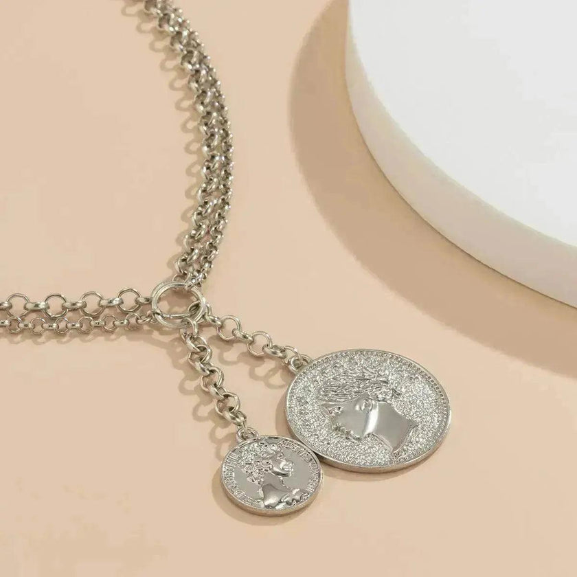 Jewelry Portrait Embossed Tassel Necklace Female