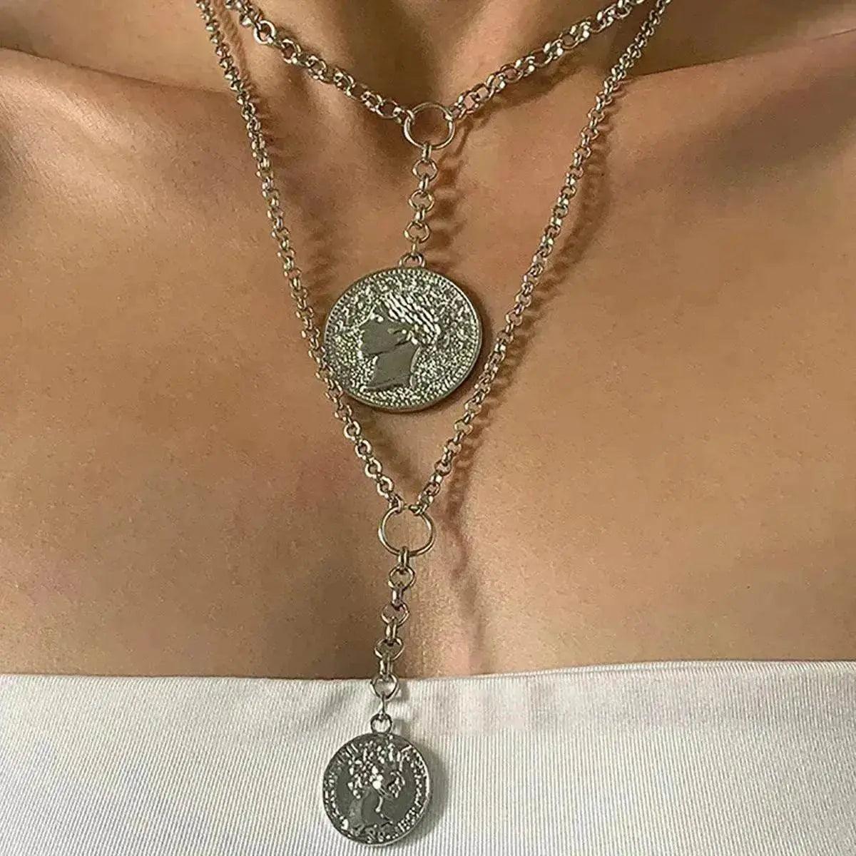 Jewelry Portrait Embossed Tassel Necklace Female