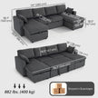 Theo U-Shaped Sleeper Sectional with Storage Chaise-Grey