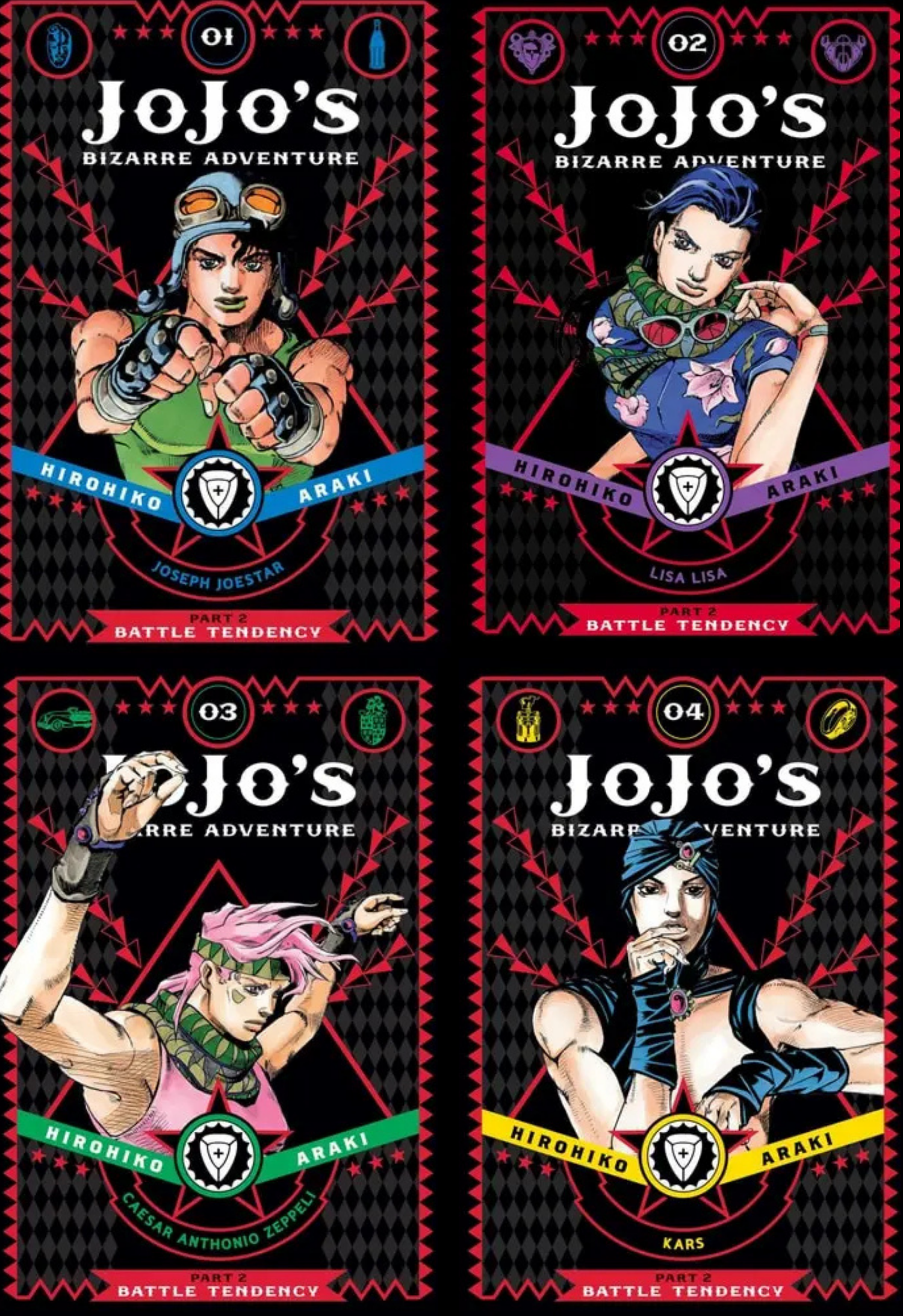 JoJo's Bizarre Adventure: Part 2--Battle Tendency, Complete Manga Set (Vols. 1-4)